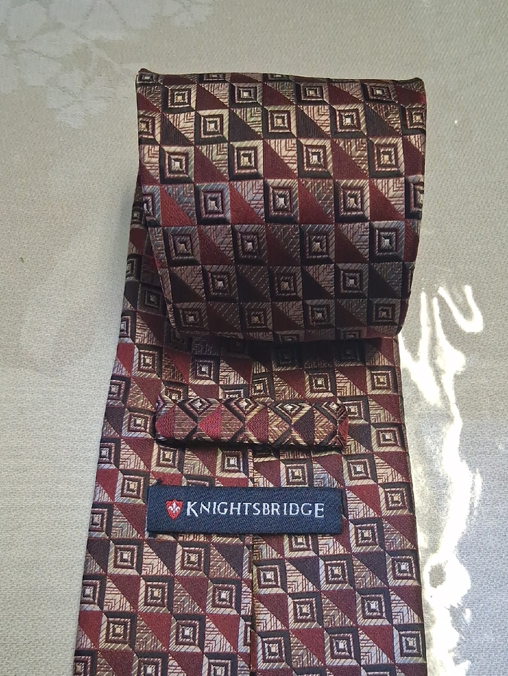 Knightsbridge Men's Burgundy & Brown Geometric Tie